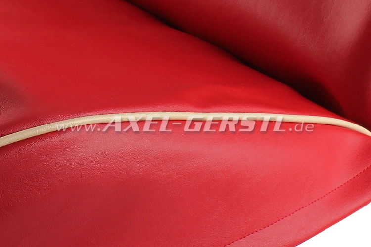 Lot de housses de sièges, rouges&blanc,cuir artificiel, cpl. Fiat 500 F -  Pièces détachées Fiat 500 classique 126 600