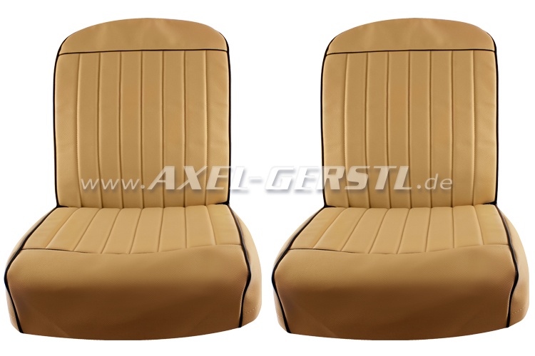 Sitzbezüge beige vo., Kunstleder/paarweise 2x2-tlg. Bianchina Cabrio -  Ersatzteile Fiat 500 Oldtimer 126 600