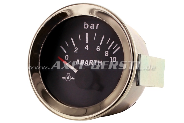 Abarth oil pressure gauge, 52mm, black dial