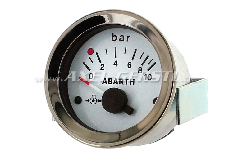 Indicatore pressione olio Abarth, 52 mm, quadrante bianco