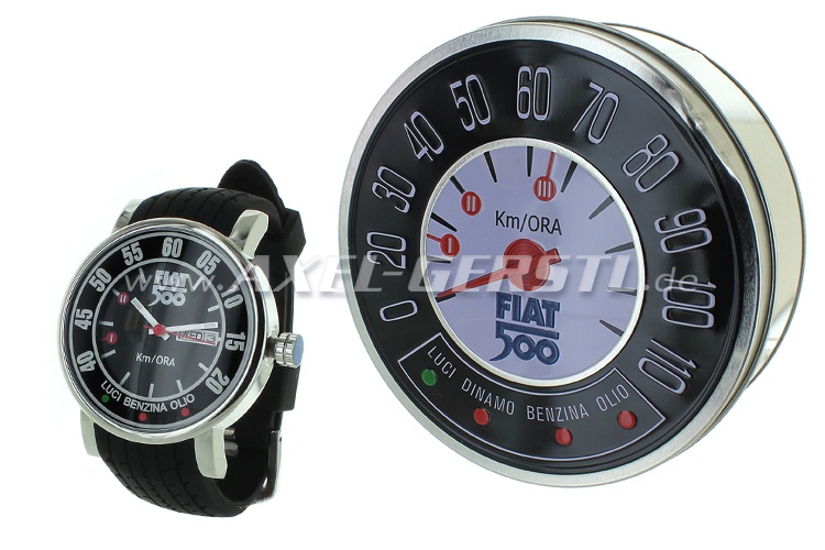 SoPo: Armbanduhr Motiv Fiat 500 Tachometer, schwarz