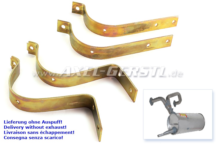 Exhaust bracket kit (4 pieces) for oval silencer, pol. prod.
