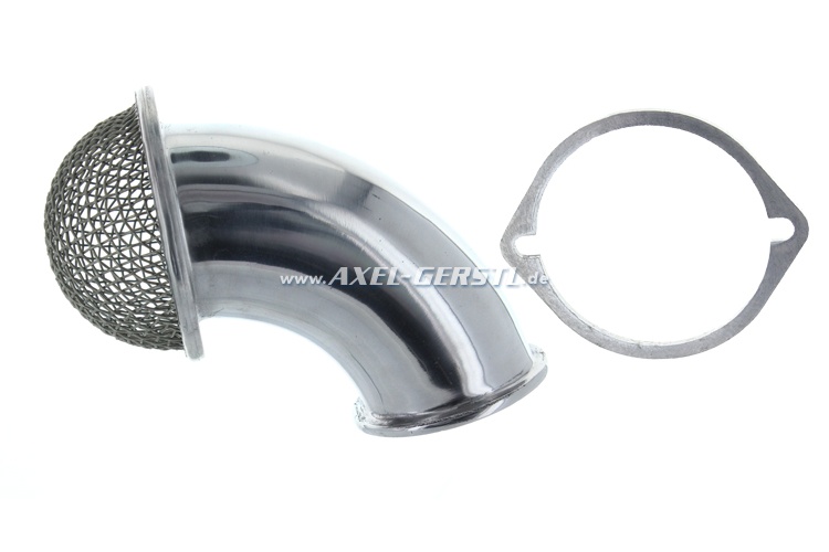 Carburetor air intake 45 mm, polished aluminum with grill