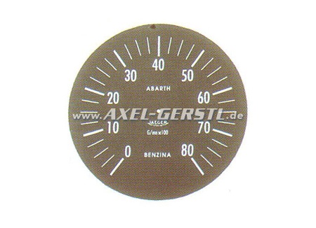 Abarth Jaeger dial for revcounter, black, small