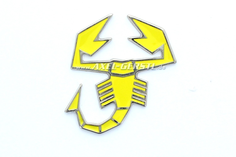 Emblema Abarth Scorpion, metal amarillo