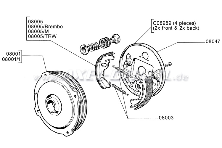 Komplett-Satz für Bremsen-Überholung Fiat 500 F/L - Ersatzteile Fiat 500  Oldtimer 126 600