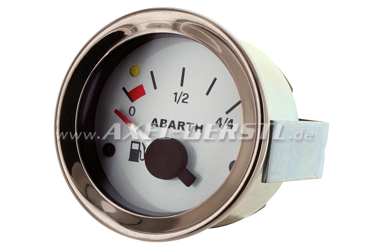 Abarth benzinemeter / brandstofmeter, 52mm, witte wijzerpl