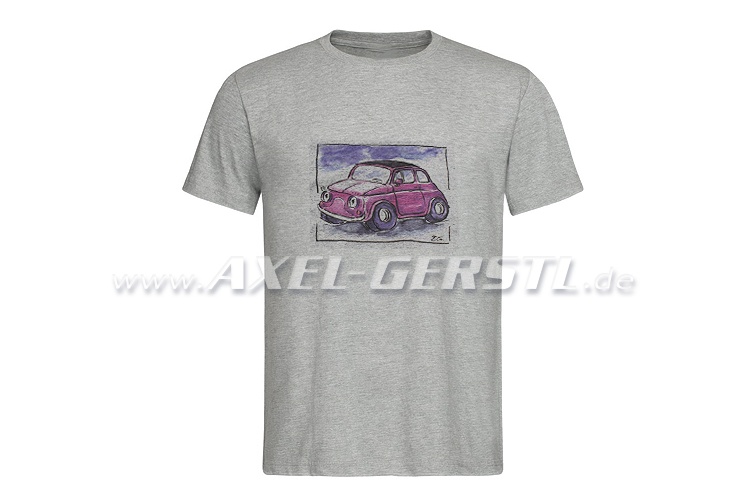 T-Shirt, Motiv Fiat 500 Comic (graues Shirt)