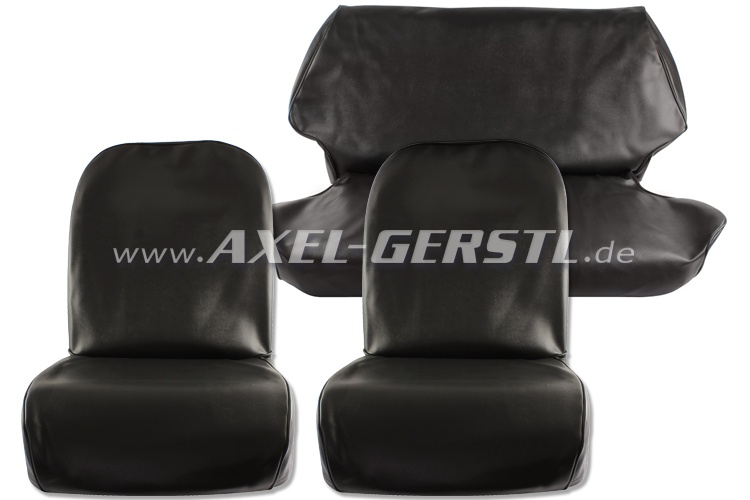 Housses de sièges, noires, cuir artificiel, avant e arrière