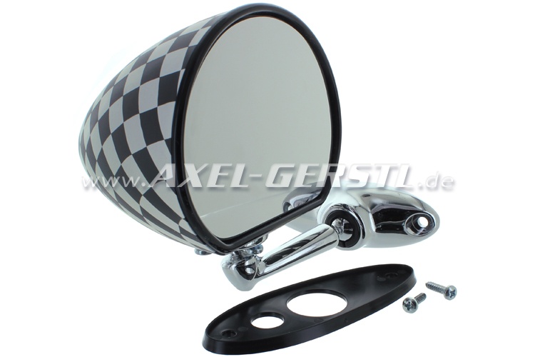Wing mirror, door rabbet mounting, black/white checked