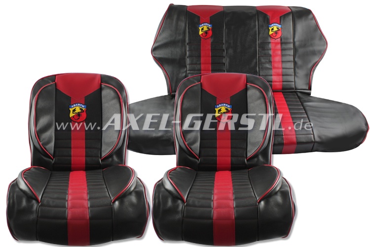 Seat covers red/black Abarth, artificial leather, fr. & ba