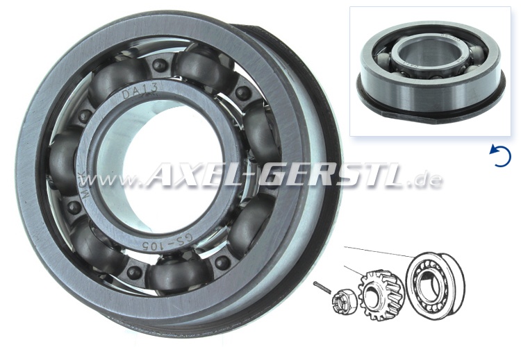 Transmission bearing for main gearshift, rear