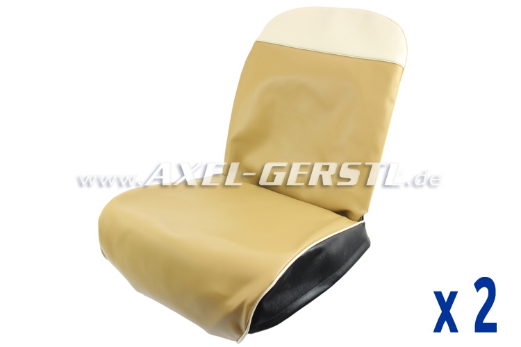 Sitzbezüge beige/wß. Oberkante, Kunstleder kpl. vo. & hi. Fiat 500