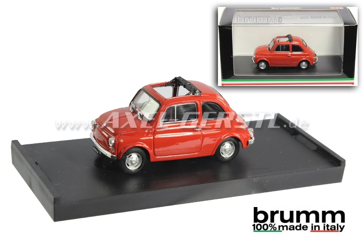 Modelo de coche Brumm Fiat 500 R, 1:43, rojo coral / abierto