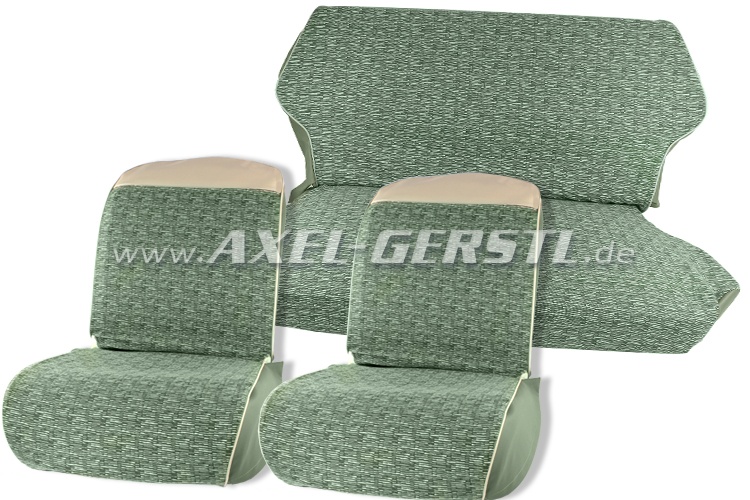 Seat covers, green/cream-coloured, fabric, front & back