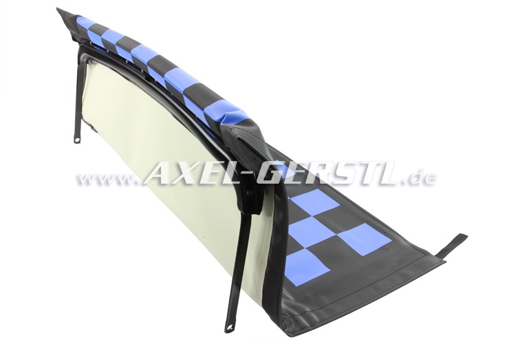 Convertible top with front bow and middle stick, black/white
