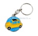 Porte-clés "Fiat 500", rond, jaune/bleu, métal