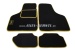 Set of foot mats, black w. yellow rim, 4 pieces 'actionstop'