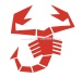 Abarth/Scorpion sticker 85 x 90 mm, rood