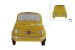 Aimant, motif "Fiat 500 avant", jaune