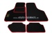 Set of foot mats, black with red rim, 4 pieces 'action-stop'