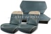 Fundas asientos azul claro/blanco. Borde superior imitación