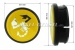 Wieldop "Abarth", schorp. op geel, 42mm/48mm (midden velg)
