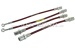 Set of brake hoses front & rear, red, braided stainless