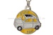Porte-clés "Fiat 500" rond  (blanc sur fond jaune), métal