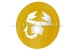 "Abarth" scorpion badge, yellow, round, adhesive, 60 mm