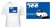 T-shirt, motief Fiat 500 wit op blauw (wit shirt)
